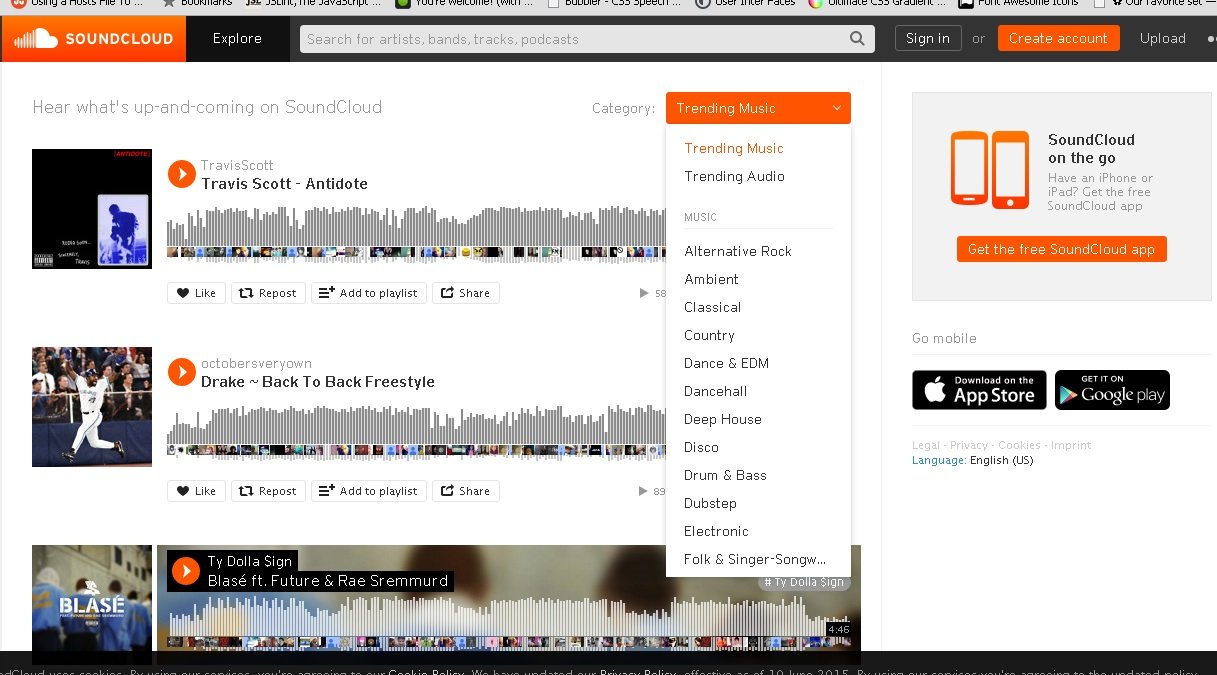 Soundcloud explore page to find trending people to grow your followers
